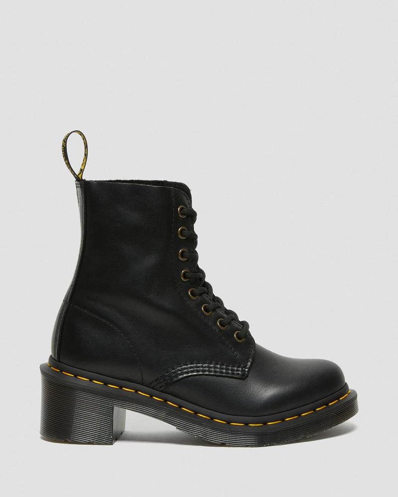 Black Women's Dr Martens Clemency Leather Heeled Heeled Boots | CA 140EBC